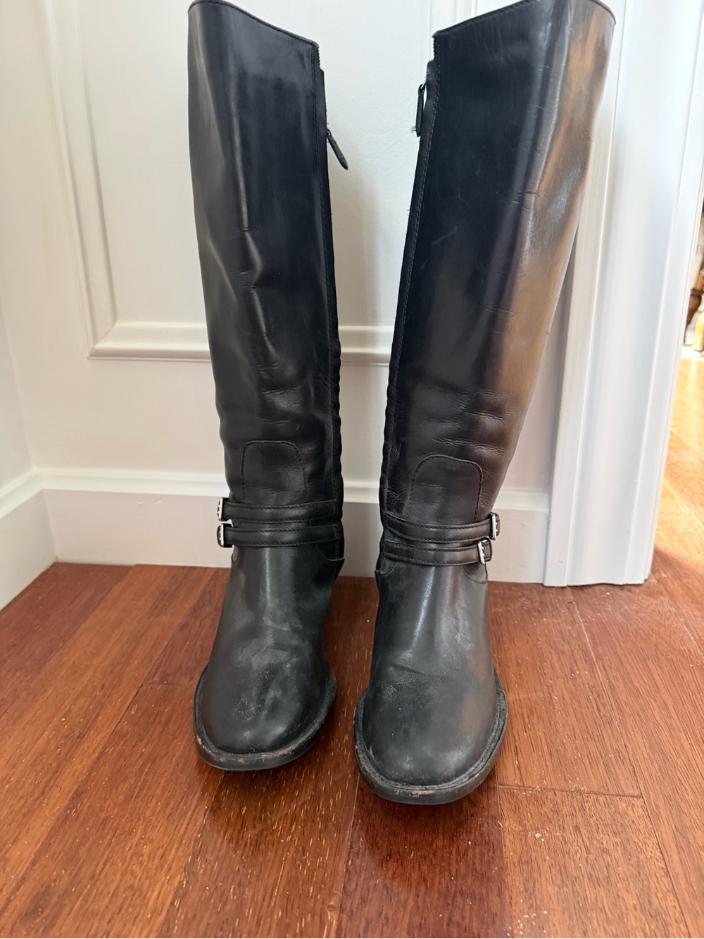Cole Haan Black Leather Knee High Riding Boots